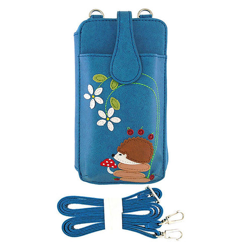 LAVISHY applique vegan cell phone bag/wallet-hedgehog & flower
