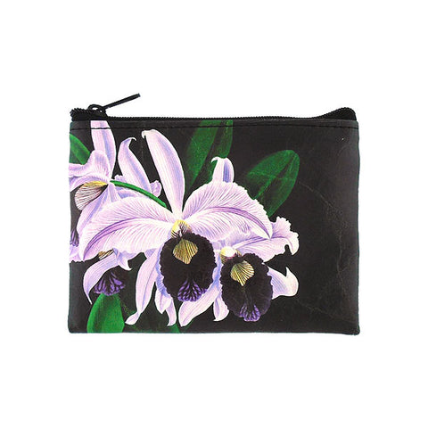 LAVISHY vintage style orchid flower print vegan coin purse
