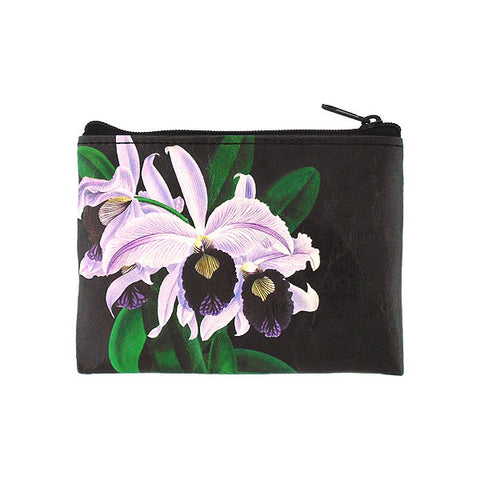 LAVISHY vintage style orchid flower print vegan coin purse
