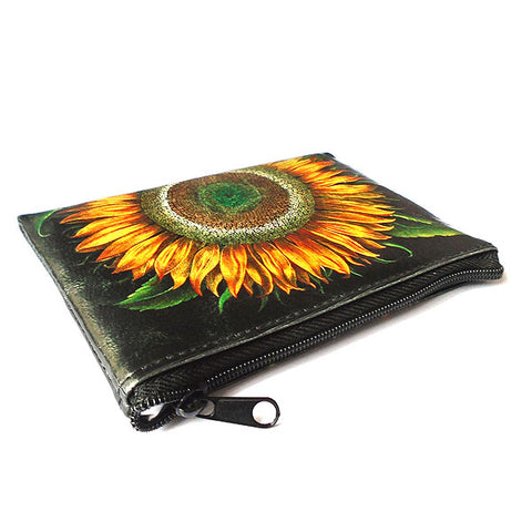 LAVISHY vintage style sunflower flower print vegan coin purse