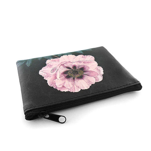 LAVISHY charming vintage style peony flower print vegan coin purse. Great for everyday use, fun gift for family & friends. Wholesale at www.lavishy.com for gift shop, clothing & fashion accessories boutique, book store in Canada, USA & worldwide since 2001.