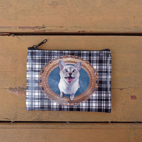 Online shopping for vegan brand LAVISHY's cat & Scottish Tartan pattern print vegan coin purse. Great for everyday use, fun gift for family & friends. Wholesale at www.lavishy.com for gift shops, clothing & fashion accessories boutiques, book stores in Canada, USA & worldwide since 2001.
