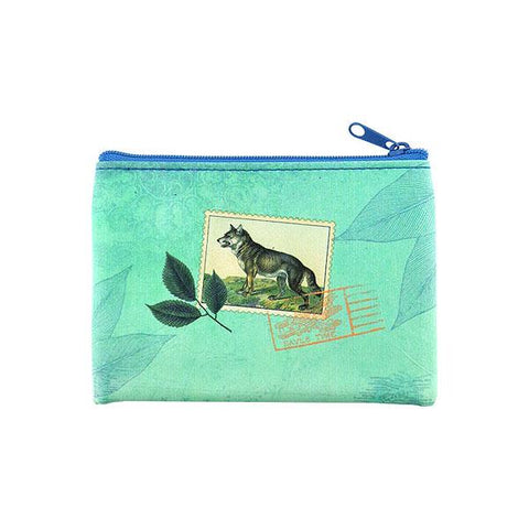 Online shopping for vegan brand LAVISHY's vintage style wolf print vegan coin purse. Great for everyday use, fun gift for animal loving family & friends. Wholesale at www.lavishy.com for gift shops, clothing & fashion accessories boutiques, book stores in Canada, USA & worldwide since 2001.