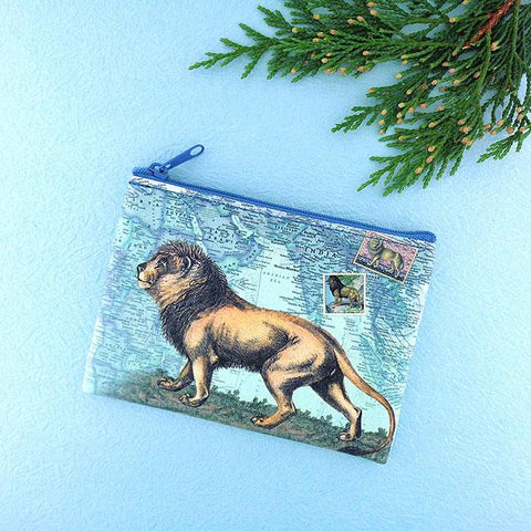 Online shopping for vegan brand LAVISHY's vintage style lion print vegan coin purse. Great for everyday use, fun gift for animal loving family & friends. Wholesale at www.lavishy.com for gift shops, clothing & fashion accessories boutiques, book stores in Canada, USA & worldwide since 2001.