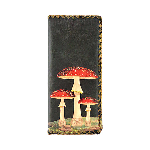 LAVISHY vintage style lucky mushroom print vegan large flat wallet