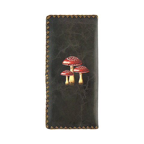 LAVISHY vintage style lucky mushroom print vegan large flat wallet