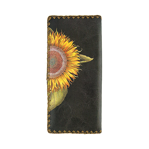 LAVISHY vintage style sunflower print vegan large flat wallet