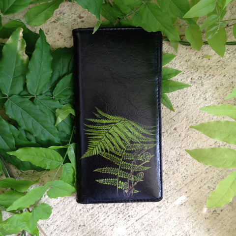 LAVISHY vintage style fern leaf print vegan large wallet