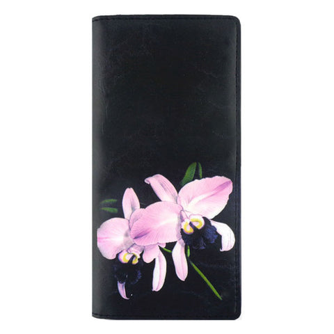 LAVISHY vintage style orchid flower print vegan large wallet