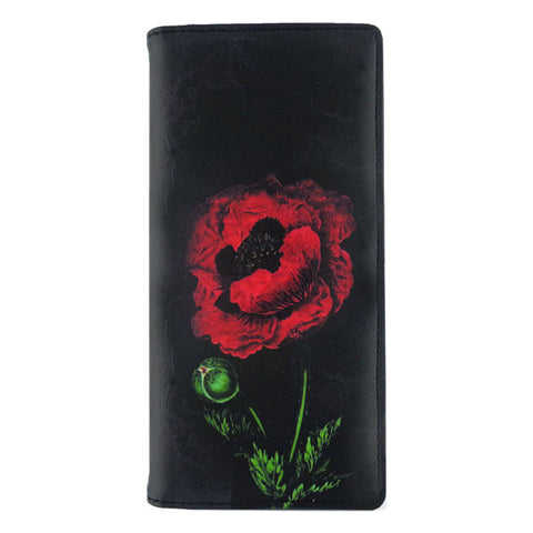 LAVISHY vintage style poppy flower print vegan large wallet