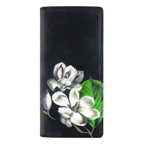 LAVISHY vintage style magnolia flower print vegan large wallet