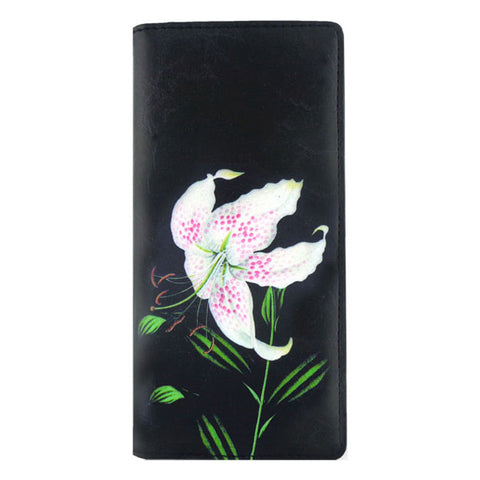 LAVISHY vintage style lily flower print vegan large wallet