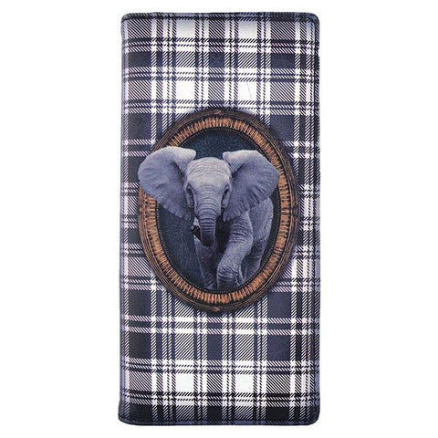 LAVISHY baby elephant & Scottish Tartan print vegan large wallet