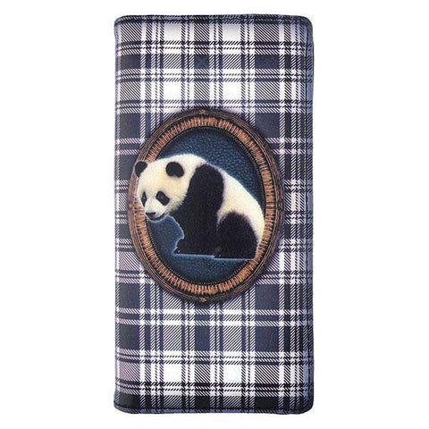 LAVISHY baby panda & Scottish Tartan print vegan large wallet