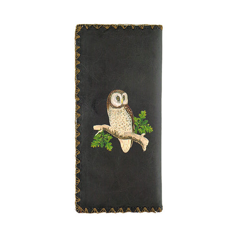 LAVISHY vintage style owl print vegan large flat wallet