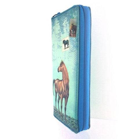 LAVISHY vintage style horse print vegan wristlet large wallet