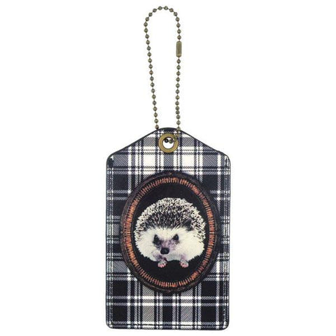 Online shopping for vegan brand LAVISHY's vegan/faux leather vintage style hedgehog print vegan luggage tag. It's a great gift idea for you or your friends & family. Wholesale available to gift shop, boutique store & corporate buyers at www.lavishy.com with many unique & fun fashion accessories & travel accessories.