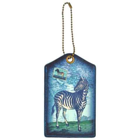 Online shopping for vegan brand LAVISHY's vegan/faux leather vintage style zebra print vegan luggage tag. It's a great gift idea for you or your friends & family. Wholesale available to gift shop, boutique store & corporate buyers at www.lavishy.com with many unique & fun fashion accessories & travel accessories.