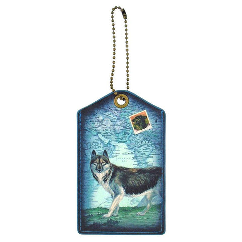 Online shopping for vegan brand LAVISHY's vegan/faux leather vintage style wolf print vegan luggage tag. It's a great gift idea for you or your friends & family. Wholesale available to gift shop, boutique store & corporate buyers at www.lavishy.com with many unique & fun fashion accessories & travel accessories.