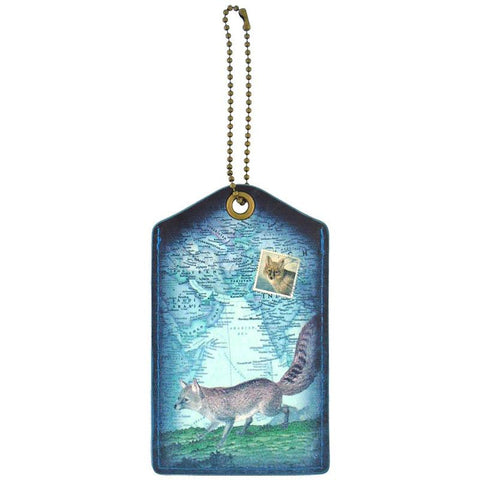 Online shopping for vegan brand LAVISHY's vegan/faux leather vintage style fox print vegan luggage tag. It's a great gift idea for you or your friends & family. Wholesale available to gift shop, boutique store & corporate buyers at www.lavishy.com with many unique & fun fashion accessories & travel accessories.