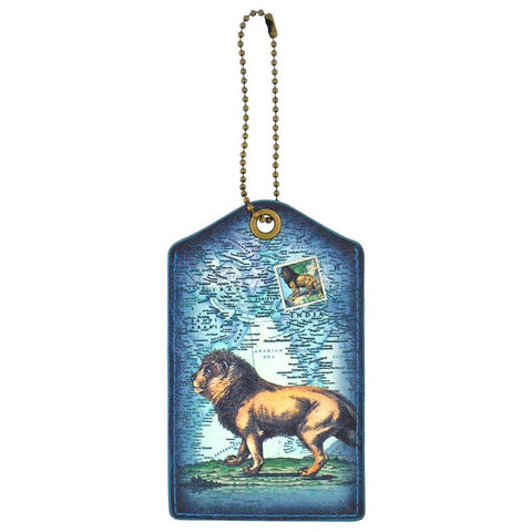 Online shopping for vegan brand LAVISHY's vegan/faux leather vintage style lion print vegan luggage tag. It's a great gift idea for you or your friends & family. Wholesale available to gift shop, boutique store & corporate buyers at www.lavishy.com with many unique & fun fashion accessories & travel accessories.