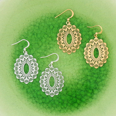 LAVISHY 925 sterling silver or 12k gold plated filigree earrings