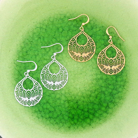 LAVISHY silver and gold plated delicate intricate filigree earrings