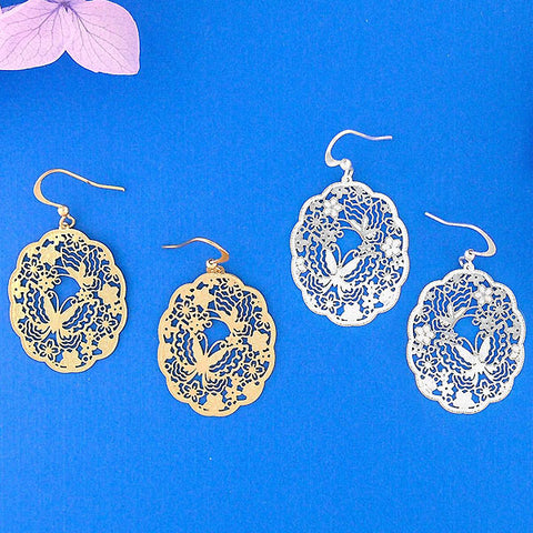LAVISHY silver and gold plated delicate intricate filigree earrings