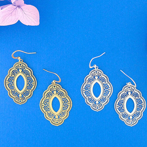 LAVISHY 925 sterling silver or 12k gold plated filigree earrings