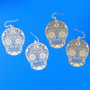 66-017: Silver/gold plated filigree skull earrings
