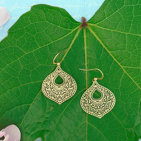 LAVISHY silver or gold plated filigree Morccan pattern earrings