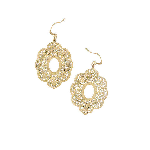 LAVISHY silver or gold plated Moroccan pattern filigree earrings