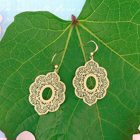 LAVISHY silver or gold plated Moroccan pattern filigree earrings