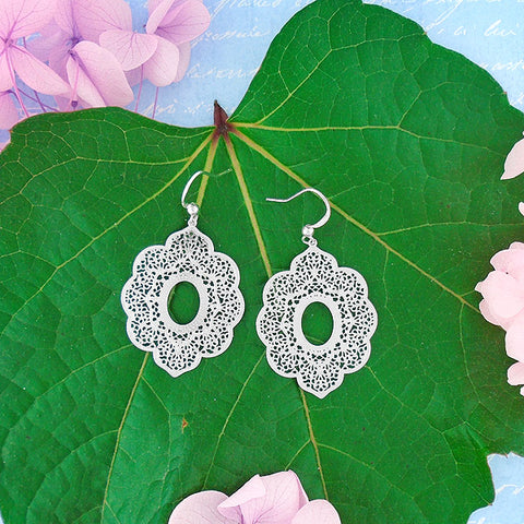 LAVISHY silver or gold plated Moroccan pattern filigree earrings