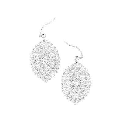 Light weight, intricate, unique, beautiful & affordable LAVISHY sterling silver plated Indian pattern filigree earrings. Great for everyday wear, lovely gift ideas for birthday, graduation, holiday or everyday. 