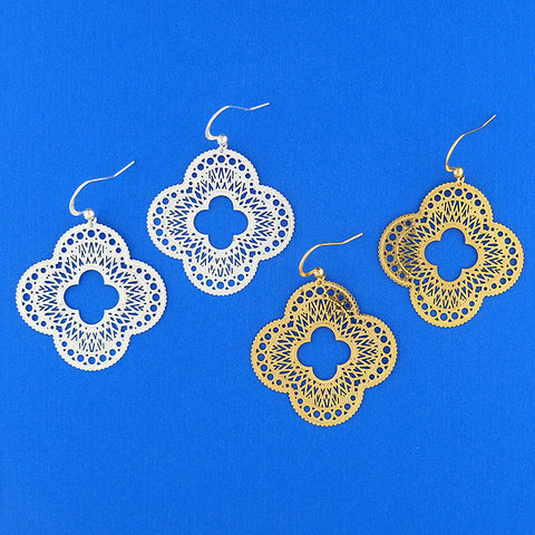 66-048: Silver/gold plated filigree earrings