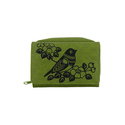 LAVISHY bird & flower embossed vegan small/trifold wallet