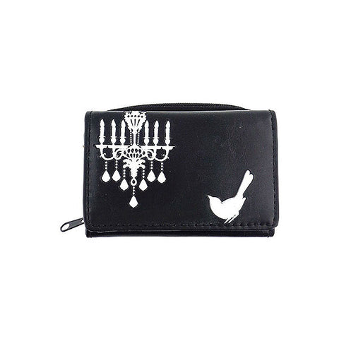 LAVISHY embossed bird & chandelier vegan small/trifold wallet