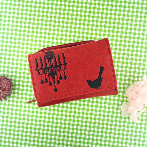 LAVISHY embossed bird & chandelier vegan small/trifold wallet