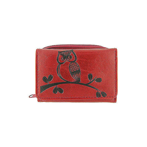 LAVISHY embossed owl vegan/faux leather small/trifold wallet