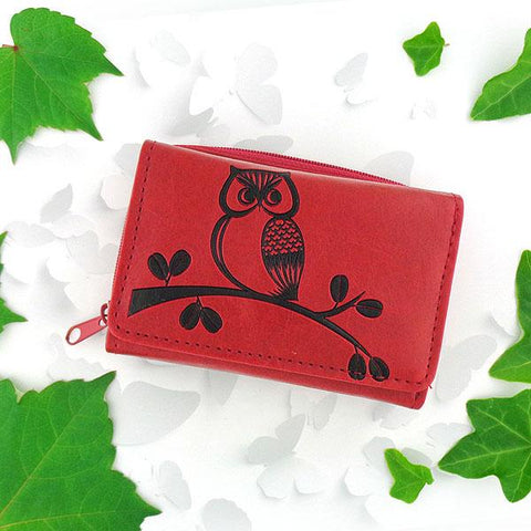 LAVISHY embossed owl vegan/faux leather small/trifold wallet
