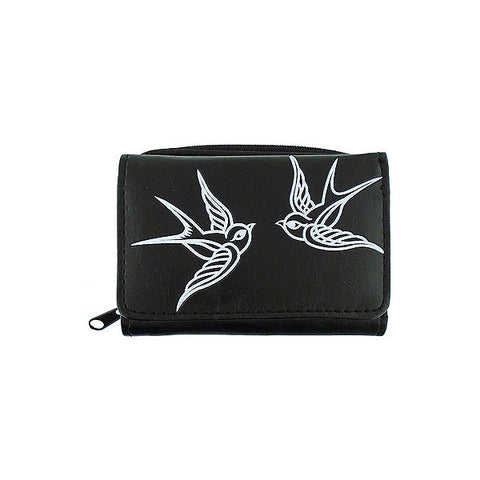 Online shopping for vegan brand LAVISHY's Eco-friendly cruelty free embossed love birds vegan small/trifold wallet for women. Great for everyday use, gift for family & friends. Wholesale at www.lavishy.com for gift shops, fashion accessories & clothing boutiques, book stores in Canada, USA & worldwide.