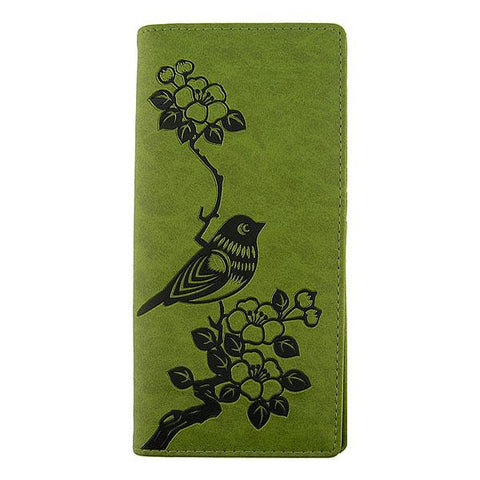 LAVISHY Eco-friendly embossed flower & bird vegan large wallet for women