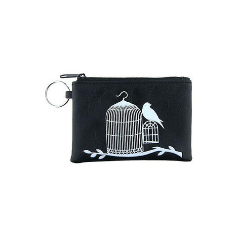 Online shopping for vegan brand LAVISHY's charming embossed bird out of cage vegan key ring coin purse. Great for everyday use, fun gift for family & friends. Wholesale at www.lavishy.com for gift shop, clothing & fashion accessories boutique, book store in Canada, USA & worldwide since 2001.