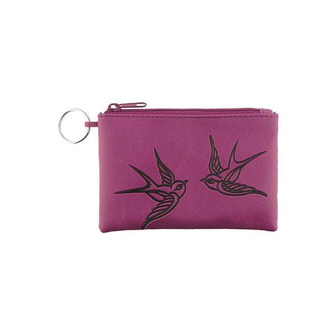 Online shopping for vegan brand LAVISHY's charming embossed swallow birds vegan key ring coin purse. Great for everyday use, fun gift for family & friends. Wholesale at www.lavishy.com for gift shop, clothing & fashion accessories boutique, book store in Canada, USA & worldwide since 2001.