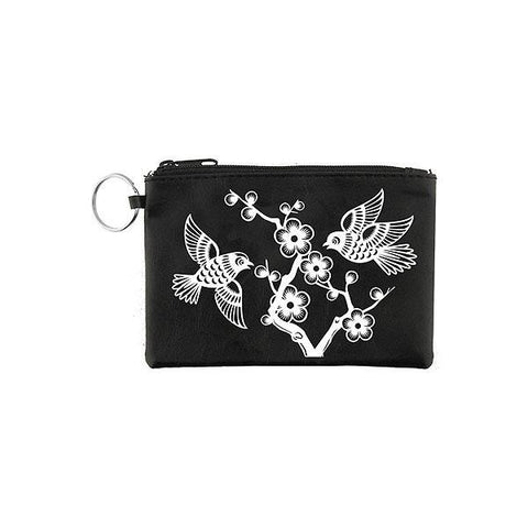 Online shopping for vegan brand LAVISHY's charming embossed love birds & flower vegan key ring coin purse. Great for everyday use, fun gift for family & friends. Wholesale at www.lavishy.com for gift shop, clothing & fashion accessories boutique, book store in Canada, USA & worldwide since 2001.