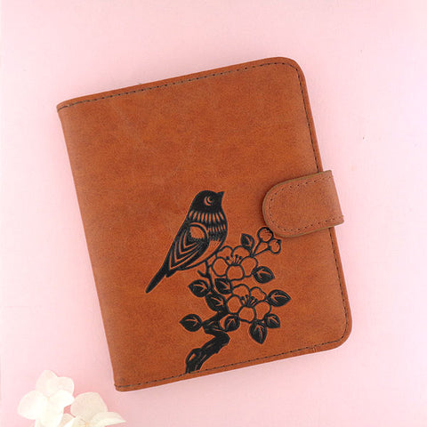 LAVISHY bird & flower embossed vegan passport wallet