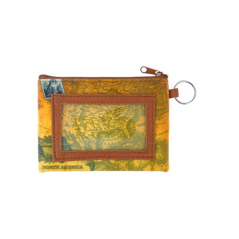 vegan brand LAVISHY's unisex key ring coin purse with vintage style beaver illustration on the old map background print. Great for everyday use, travel & gift for friends & family. Wholesale at www.lavishy.com for gift Online shopping for LAVISHYs, fashion accessories & clothing boutiques, book stores worldwide since 2001.