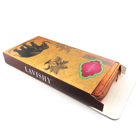 Online shopping for LAVISHY's cool unisex vegan wristlet large wallet with vintage style illustration print. It's a great for everyday use & gift for traveler. It comes with FREE GIFT BOX to make gift giving easier and more fun!