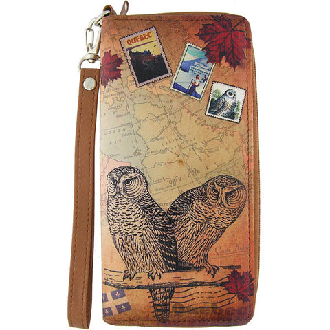 LAVISHY Canada snowy owl print unisex vegan large wristlet wallet